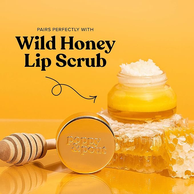 Poppy & Pout Wild Honey Jumbo Lip Balm | All Natural Lip Balms & Moisturizers | Hydrates with Beeswax, Vitamin E, Organic Coconut Oil | Cruelty-Free | Lip Balm in Recyclable Cardboard Tube
