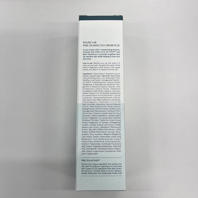 ROUND LAB Pine Cica Calming Cream Plus 60ml – Dual-Texture Soothing Cream for Blemish Care, Acne-Prone Skin Safe, Sebum & Oil Control, Intensive Calming, Strengthens Skin Barrier, Clear & Calm Finish