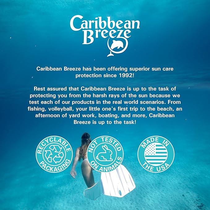 Caribbean Breeze Sunscreen Spray SPF 50 Lotion, Mango Scent Lime Fragrance Tanning Sunscreen Spray On Sunscreen with Green Tea & Pomegranate Extracts, 8.5 oz (250 ml)
