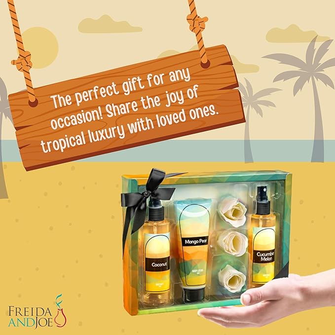 Fine Fragrance Body Mist & Body Splash Gift Set – Luxury Self-Care Combo for Women and Girls (Coconut, Cucumber, Mango Pear, Rose Soap) Mother’s Day Gift for Mom