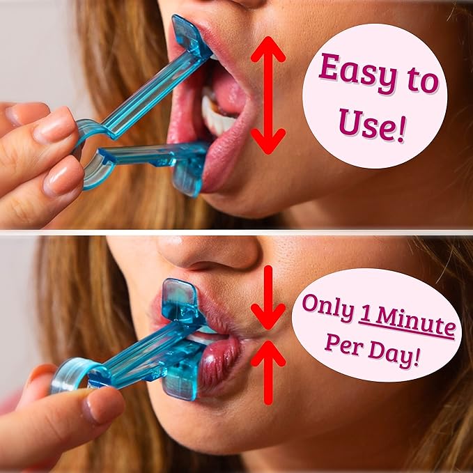 Lip Plumper Device | Non-Invasive Lip Plumping Device, Pain-Free | 60-Second Daily Exercise for Fuller Lips, Defined Jawline & Firmer Skin, MADE IN USA (Sky Blue)