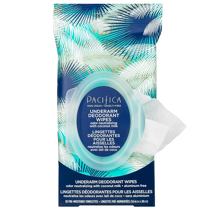 Pacifica Beauty Coconut Milk & Essential Oils Underarm Deodorant Wipes, Helps Remove Odor, Aluminum-Free, Vegan & Cruelty-Free, 30 Wipes (1-Pack)