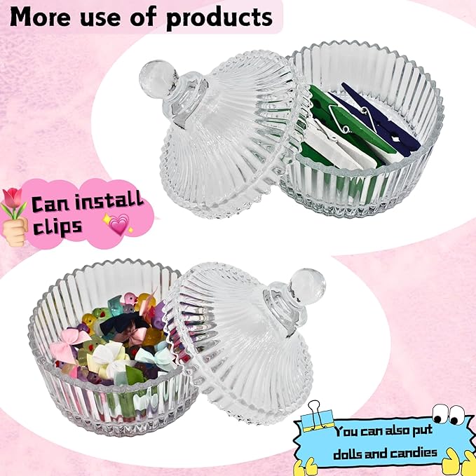 2 Pcs Large Body Powder Puff and Container Powder Container with Puff Crystal Case Soft Washable Reusable Velour Face Body Glitter Wet Dry Makeup (Pink)