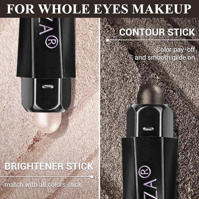 6PCS Cream Eyeshadow Stick Makeup Sets, Metallic And Matte Shimmer Eye Shadow Eye Brightener Stick Pencil Crayon, B02-Fall Brown