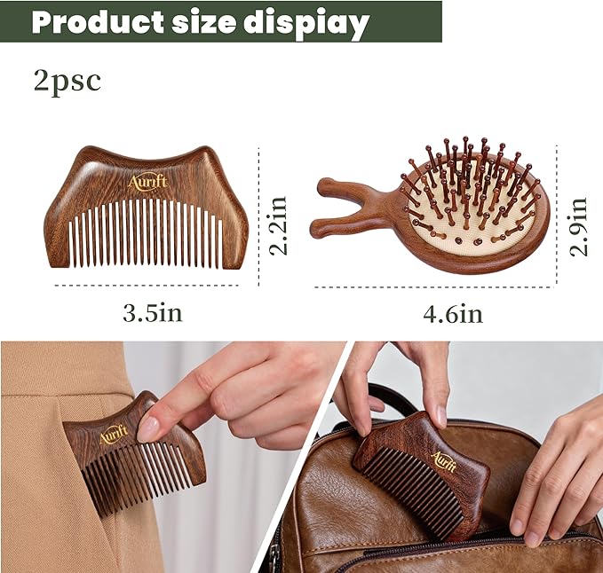 Scalp Massager Brush & Gua Sha Tool Set - Wooden Comb for Scalp Stimulation, Facial Massage & Relaxation, Handcrafted Natural Self-Care Gift Set with Storage Bag, King Wood