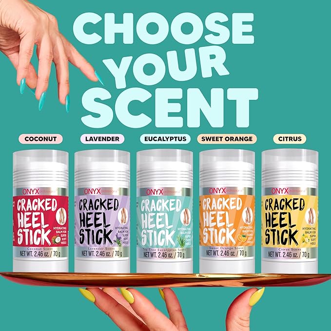 Onyx Professional Cracked Heel Repair Balm Stick, Tea Tree Eucalyptus Scent, 1 Pack - Dry Heels Dry Cracked Feet Treatment, Moisturizing Heel Balm Rolls On, No Mess Like Foot Cream or Foot Lotion