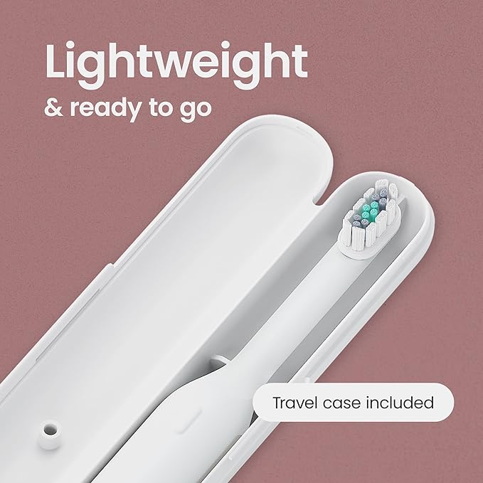 Quip Ultra Next Generation Smart Toothbrush - Timed Electric Toothbrush with Case - Replaceable Brush Head, Soft Bristles, Silicone Handle, 30-Day Battery Life - Travel Toothbrush - Stone