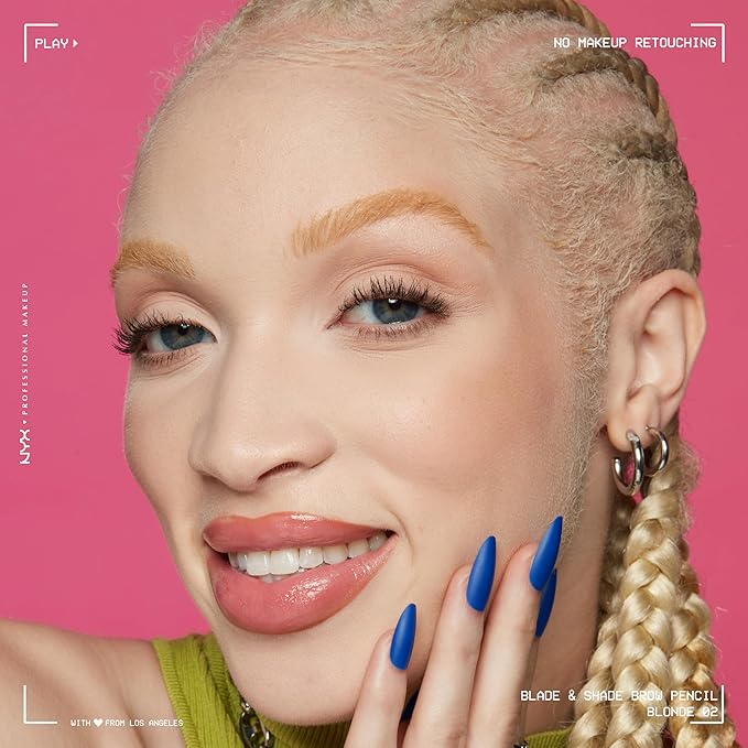 NYX PROFESSIONAL MAKEUP Blade & Shade Brow Pencil, Nano Mechanical Eyebrow Pencil, Up to 16HR Make Up Wear - Blonde