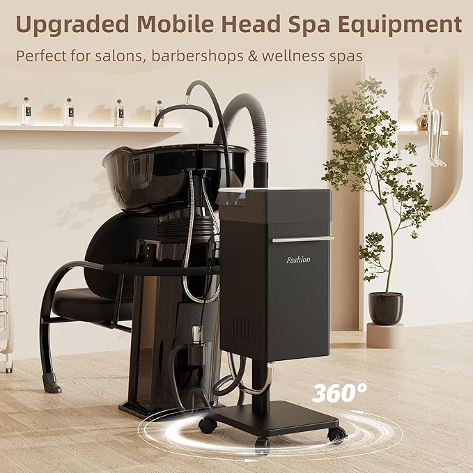 Baasha New Upgraded Head Spa Equipment with Automatic Water Circulation & Nano Mist | Japanese Head Spa Steamer Machine for Scalp Care, Constant Temperature, IPX4 Waterproof, Portable Salon Spa System