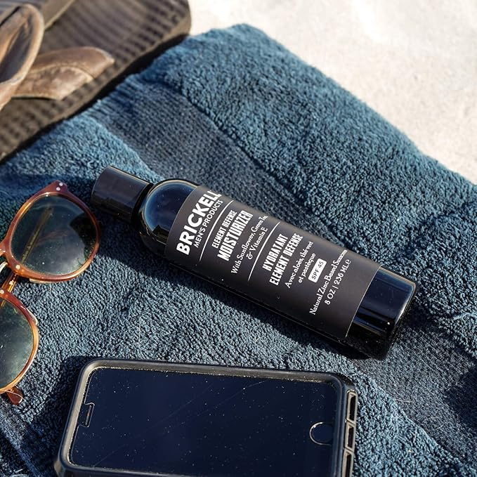 Brickell Men's Element Defense SPF45 Moisturizer for Men, Natural & Organic, Zinc Oxide Mineral Sunscreen, Hydrates and Protects Skin Against UVA/UVB Rays, 8 Ounce, Unscented