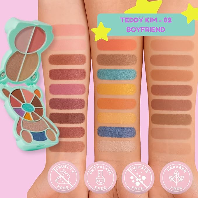 KimChi Chic Teddy Kim Palette - 17 Playful Eyeshadows, 2 Blushes, 2 Highlighters, Cruelty Free Makeup Palette, Boyfriend Mint 1.09 oz