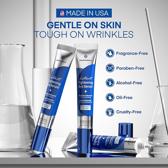 Instant Under Eye Lift Serum - Reduces Eye Bags, Wrinkles, Puffy Eyes, Dark Circles & Crow’s Feet in Minutes - Advanced Firming Polysaccharide Formula for Mature Skin - 20 mL