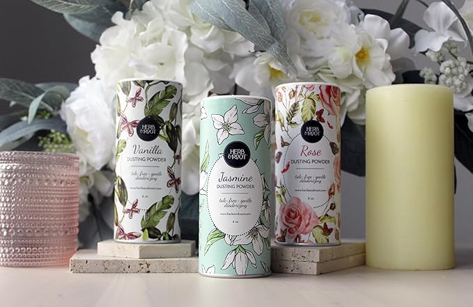 Jasmine Talc-Free Dusting Powder with Arrowroot & Oats - Soothing Body Powder for Women, Chafing, Deodorizing, Foot & Shoe Freshness