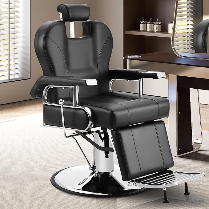Barber Chairs for Barbershop Salon Chair Professional Heavy Duty Hydraulic Reclining for Salon Barbershop Hair Stylist Hair Armchair for Hair Stylist Black