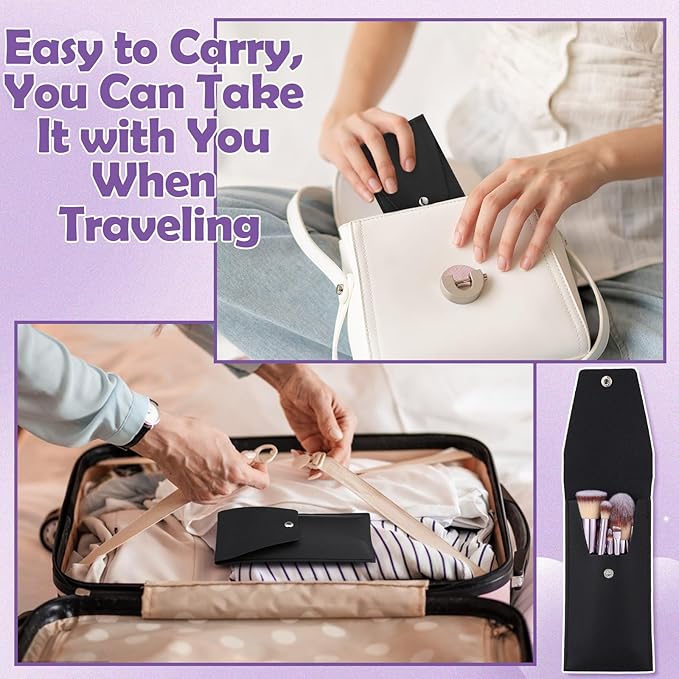 20PCS Makeup Brushes Set,10 Pcs Travel Makeup Brush with Mirror,Storage Bag and 8PCS Makeup Sponges for Home,Travel, Party