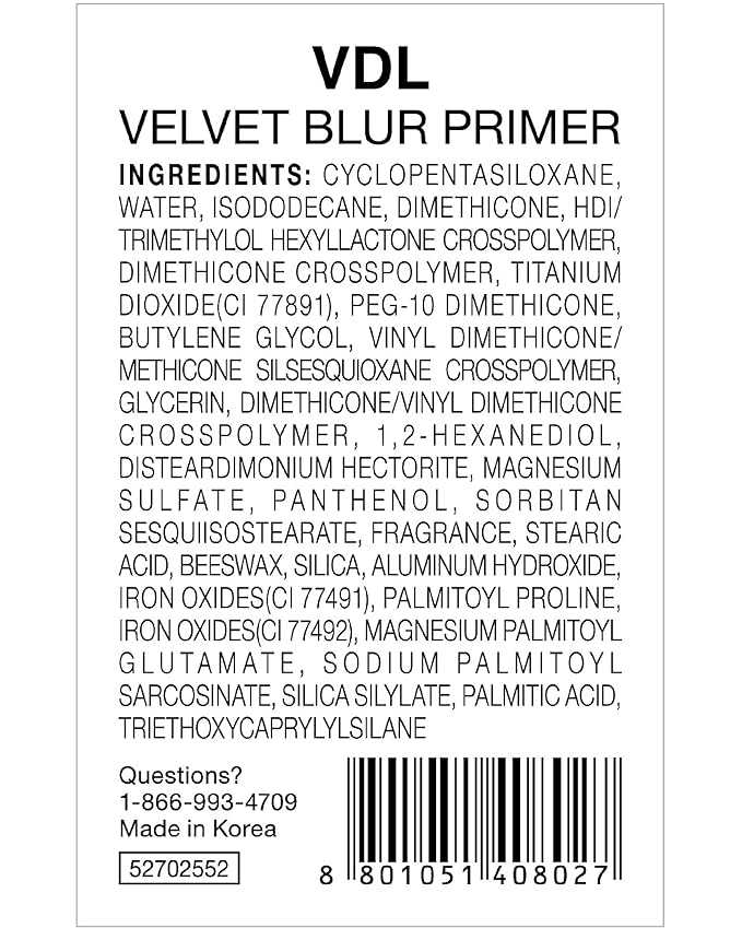 VDL Velvet Blur Makeup Primer (Matte Finish, 1.01fl oz) - Korean Makeup Base for Perfect, Flawless, Smooth Skin. Oil Control, Makeup Enhancer for All-Day Long Wear.