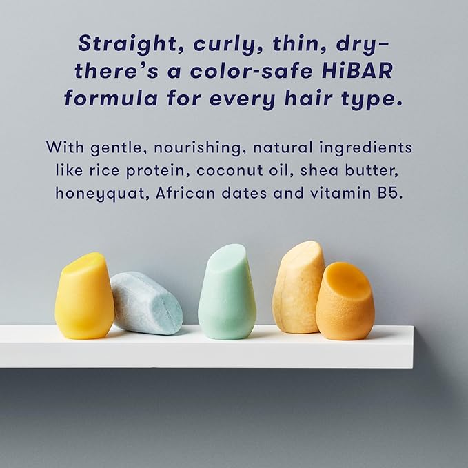 HiBAR - Curl Shampoo & Conditioner Set - For Curly Hair - Define, Cleanse & Nourish - Babassu, Pracaxi Butter & Curl Complex - Plastic, Soap, Paraben & Sulfate-Free - Color Safe & Vegan - 2 Solid Bars