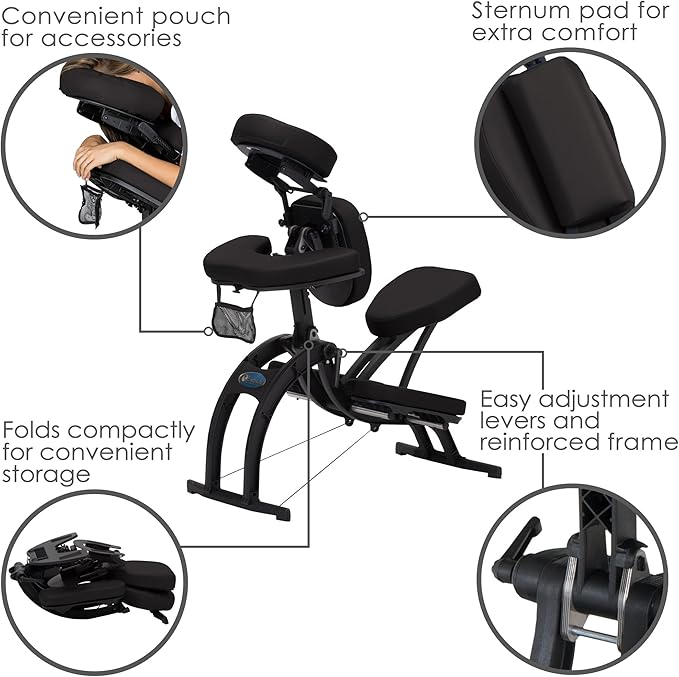 EARTHLITE Portable Massage Chair AVILA II - Premium Folding Spa/Massage/Tattoo Chair incl. Rolling Carry Case