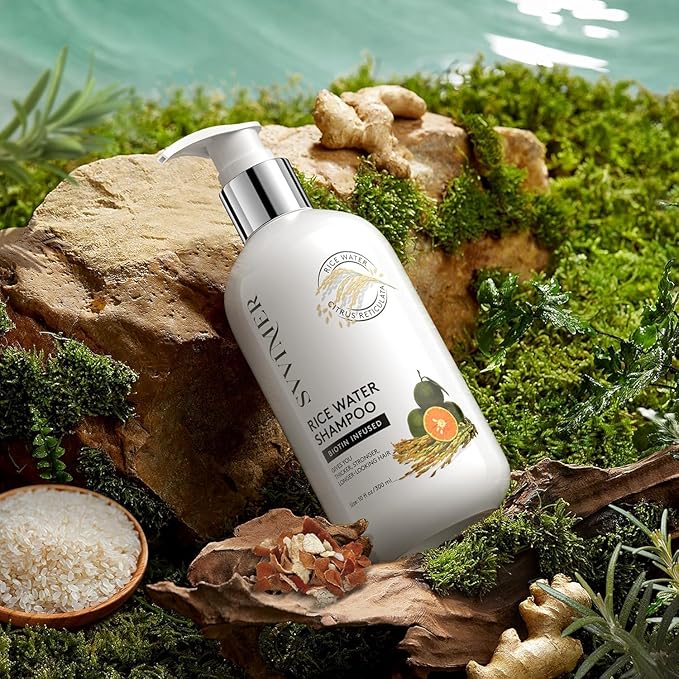 Svvimer Rice Water Hair Growth Shampoo - Biotin Thickening Shampoo for Hair Loss and Thinning - Sulfate Free for Women and Men 10 Fl Oz (Pack of 1)