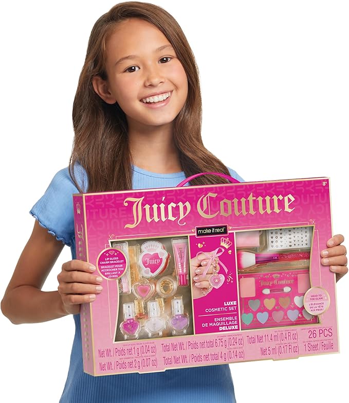 Make It Real: Juicy Couture Luxe Cosmetic Set - Lip Gloss Charm Bracelet, Nail Polish, Eyeshadow, Head to Toe Glam, Makeup Kit, Girls & Kids Ages 8+