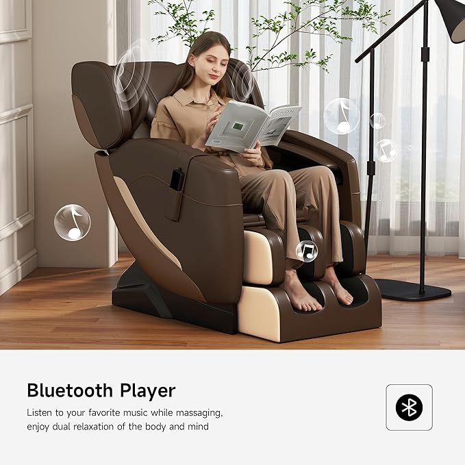 2025 Massage Chair Full Body, Zero Gravity Recliner with 6 Auto Modes, Foot Massage, Heating, Bluetooth, Brown