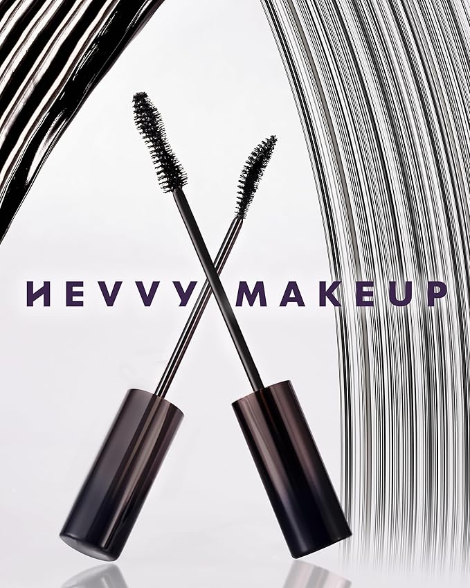 HEVVYMAKEUP Define Eyes Mascara Black Long & Lash - Lash Extension Lengthening, Defining - Feathery Soft, No Smudging, No Clumping - Korean Eye Makeup, 0.30 fl.oz.