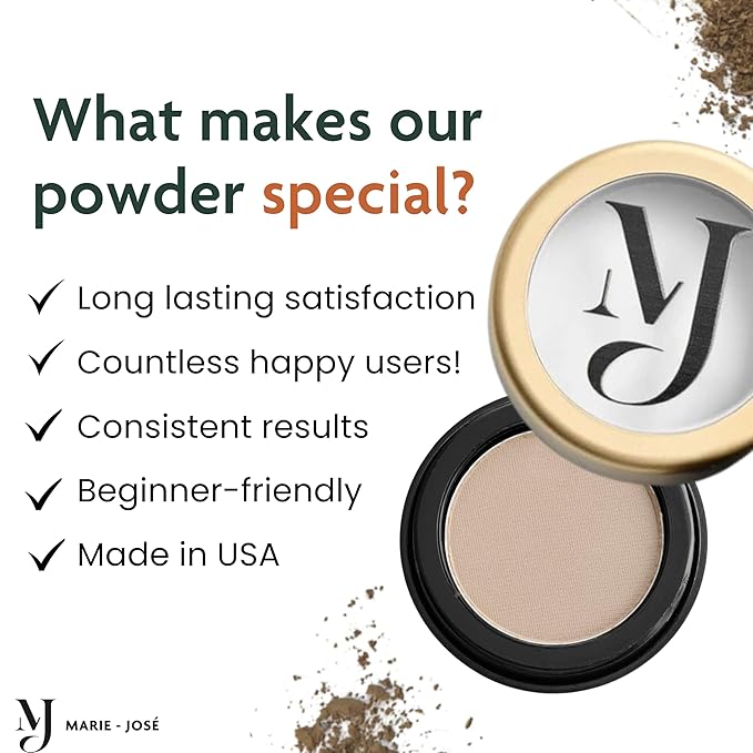 Marie-José Light Blond Eyebrow Powder Sand Beige Eyebrow Cake Powder - Effortless All-Day Brow Beauty - Compact Size 0.10oz for Purse or Travel Size - Made in USA