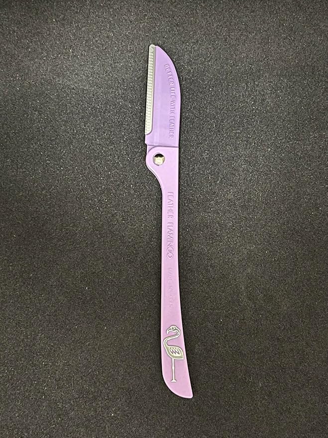 Feather Flamingo Facial Touch Up Stainless Steel Razor for Eyebrow and Face Hair Removal - 3 Pack | Foldable and Long-Lasting