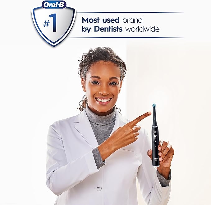 Oral-B iO Series 6 Rechargeable Electric Toothbrush with Visible Pressure Sensor to Protect Gums, 2 Minute Timer, 5 Cleaning Settings, 1 Replacement Toothbrush Head, and Travel Case, Grey Opal