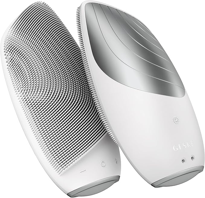 GESKE SmartAppGuided Sonic Thermo Facial Brush | 6 in 1 | Skin Cleansing | Cleansing Brush with Thermal Function | Electric Facial Massager