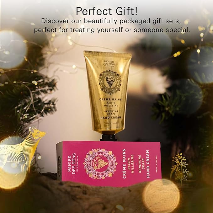 Panier des Sens Grape Hand Cream - Nourishing Shea Butter Hand Cream for Dry Cracked Hands 97% Natural Ingredients - Dermatologically Tested Hand Lotion for Woman Made in France, 2.5 fl oz