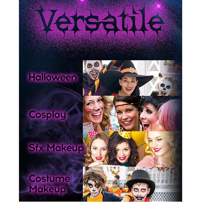 4 Colors Halloween Face Body Paint Lipstick, Cream Eye Black Stick for Baseball, High Pigmented Clown SFX Foundation Cream Makeup for for Sports Festival Halloween Cosplay Goth Costume Makeup (A#)