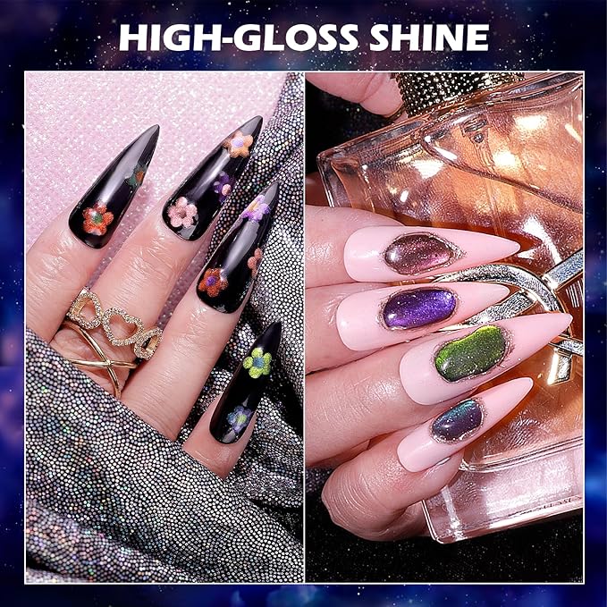 Cat Eye Gel Nail Polish, 12 Colors Sparkly Glitter 9D Chameleon Magnetic Nail Polish Set with Magnet Base Top Coat Soak Off LED UV Nail Art DIY Manicure Home Salon Gift for Women
