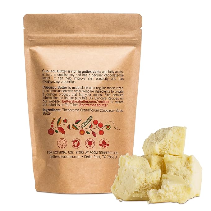 Cupuacu Butter Raw, Pure & Unrefined for Hair Growth & Dry Skin on Body and Face - Brazilian Body Butter Base for DIY Lotion and Soap Making - Cupuaçu Butter 16 oz