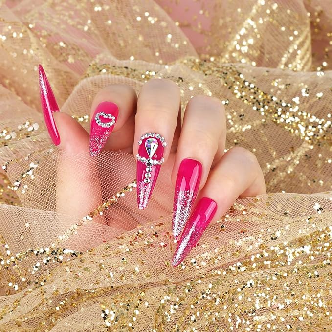 Teenitor Clear Nail Tips Full Cover, Long Stiletto Nails Tips For Acrylic Nails, 600 Pcs Almond Shape Fake Nails Tips With Glue, Acrylic Nail Clipper, Nail Stand Clear Glue On Nails