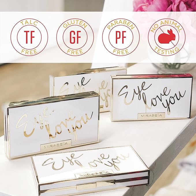 Mirabella Eye Love You Neutral Shimmer Eyeshadow Palette - Makeup Palette w/Ultra Pigmented Pressed Powders, Creamy Matte & Shimmer Metallic Eyeshadow Palette - Undressed