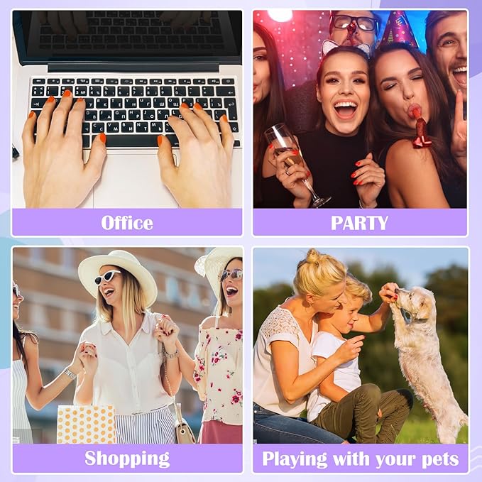 Jofay Fashion Press On Nails - Short, Square Ombre Gel Nails, 24PCS Kit with Glue, Fit Perfectly & Natural Look in 12 Sizes