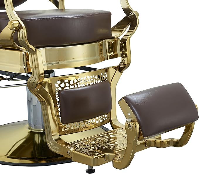 Professional Adjustable Vintage Barber Chair for Hairdressers Heavy Tattoo Shampoo Beauty Salon Equipment(Golden Square)