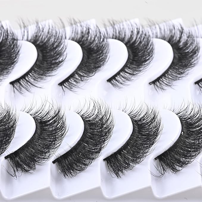 FARRED Cat Eye Lashes Short False Eyelashes Wispy Lashes Mink Fox Eye Lash Fluffy Eyelash Natural Look 10 Pairs Fake Lashes Pack Volume Lash Strips Pestañas