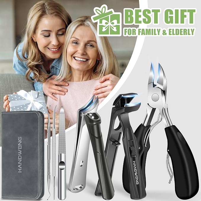 2025 Toenail Clippers for Seniors Thick Toenails, Angled Head Large Toe Nail Clippers for Thick Nails for Men, Heavy Duty Ingrown Toenail Clippers with Wide Jaw, Slanted Nail clippers with Long Handle