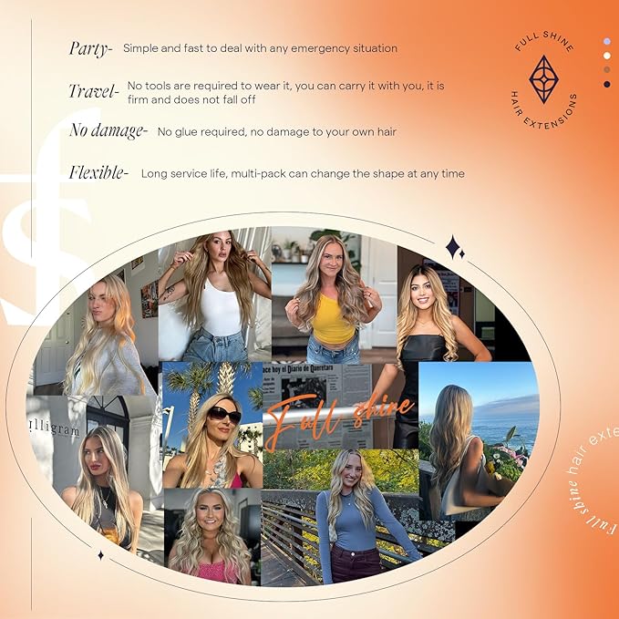 Full Shine Remy Human Hair Clip in Extensions 20 Inch Teddy Bear Blonde Balayage Invisible Hair Extensions Human Hair 120 G 7 Pcs