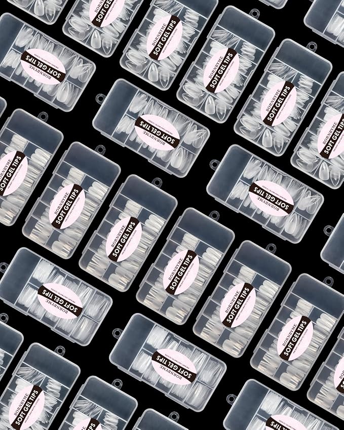 XXL Square Nail Tips, BORNBYME 240 PCS Gel Tips Stright Nails Full Cover Clear False Nail Tips