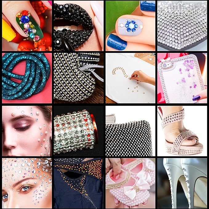 975Pcs Face Gems Hair Gems, Self-Adhesive Face Jewels Eye Jewels Rhinestones 3/4/5/6 mm DIY Face Gems Stick on, Hair Body Rhinestones Gems Crystals Pearls for Face Makeup, Crafts (gem_red+Pink+Rose)