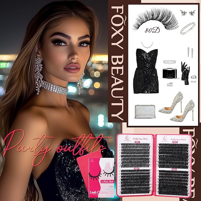 Lash Clusters 640PCS - Natural Fluffy Lash Clusters 40D+60D+80D+100D Fluffy Wispy Lash Clusters D Curl Lash Extension 11-18MM Individual Lash Clusters Cluster Eyelash Extensions for Beginners