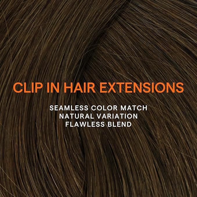 Full Shine Brown Hair Clip in Extensions Real Human Hair Medium Brown Invisible Clip in Hair Extensions Triple Weft Straight Thick Ends 16 Inch 7 Pcs 120 G