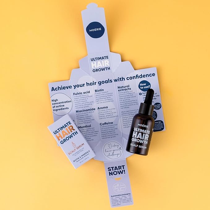 MOERIE Ultimate Hair Growth Serum for Natural Hair Regrowth & Thickening - Anti Thinning & Hair Loss Treatment for Women - Rapid Hair Growth Products - Scalp Oil Alternative - 1.69 fl oz, 2 pack