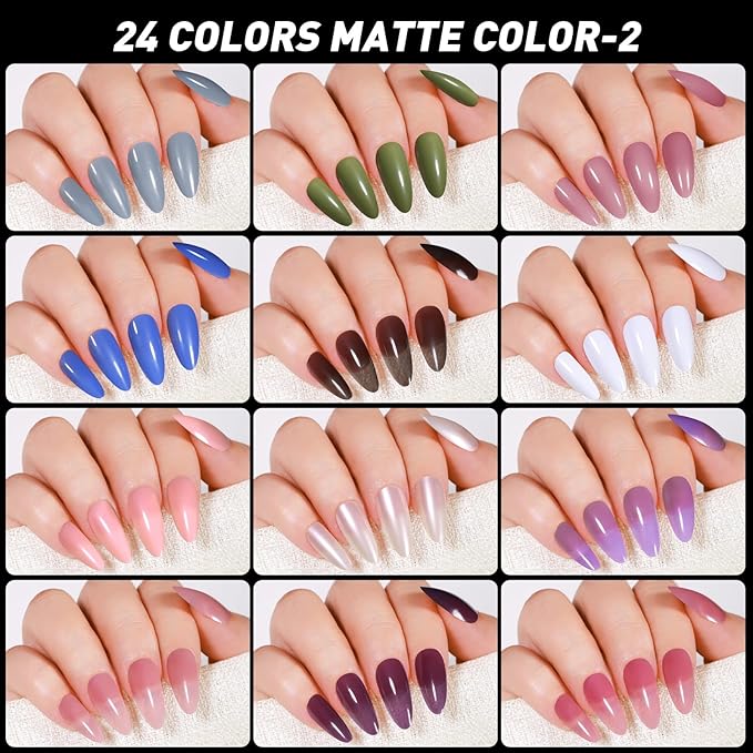 Press on Nails, 24 Colors 576PCS Medium Almond False Nails with 12 Sizes, Full Cover Press on Nails for Women, Lightweight Matte Natural Fake Nails for Nail Art Design