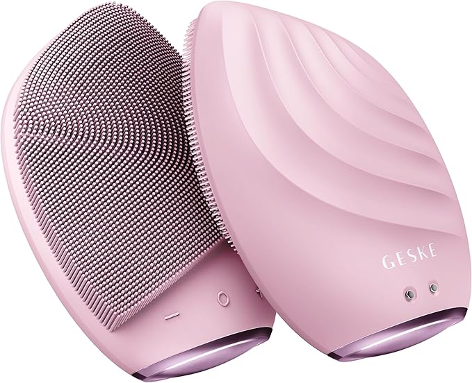 GESKE SmartAppGuided™ Sonic Facial Brush 5 in 1 | Vibrating Electric Facial Cleansing Brush | Soft Silicone Brush | Professional Facial Cleanser | Skin Cleanser & Exfoliator | Face Massager