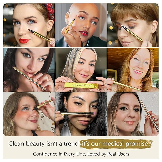 EPILYNX Waterproof Eyeliner - Smudge-Proof Liquid Eyeliner Pen with Precision Tip for Smooth, Long-Lasting Application - Vegan, Hypoallergenic & Gluten-Free Eye Liner - 2mL Shimmer Black