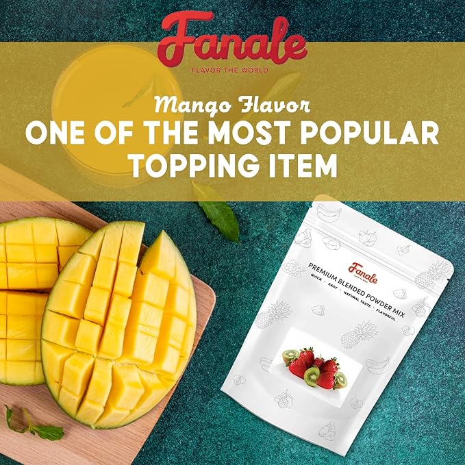 Fanale Premium Mango Bubble Tea Flavoring Powder | Perfect for Baking, Smoothies, Desserts and Drinks | Instant Flavoring Powder for Boba Milk Tea - 2.2 Pounds (Pack of 20).